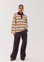 HARPER AND YVE - SWEAT "POLLIE" LIGNÉ BEIGE ET ORANGE