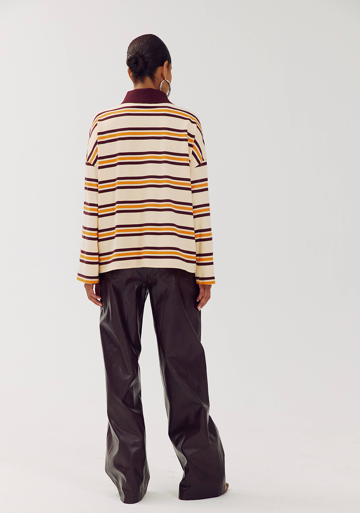 HARPER AND YVE - SWEAT "POLLIE" LIGNÉ BEIGE ET ORANGE