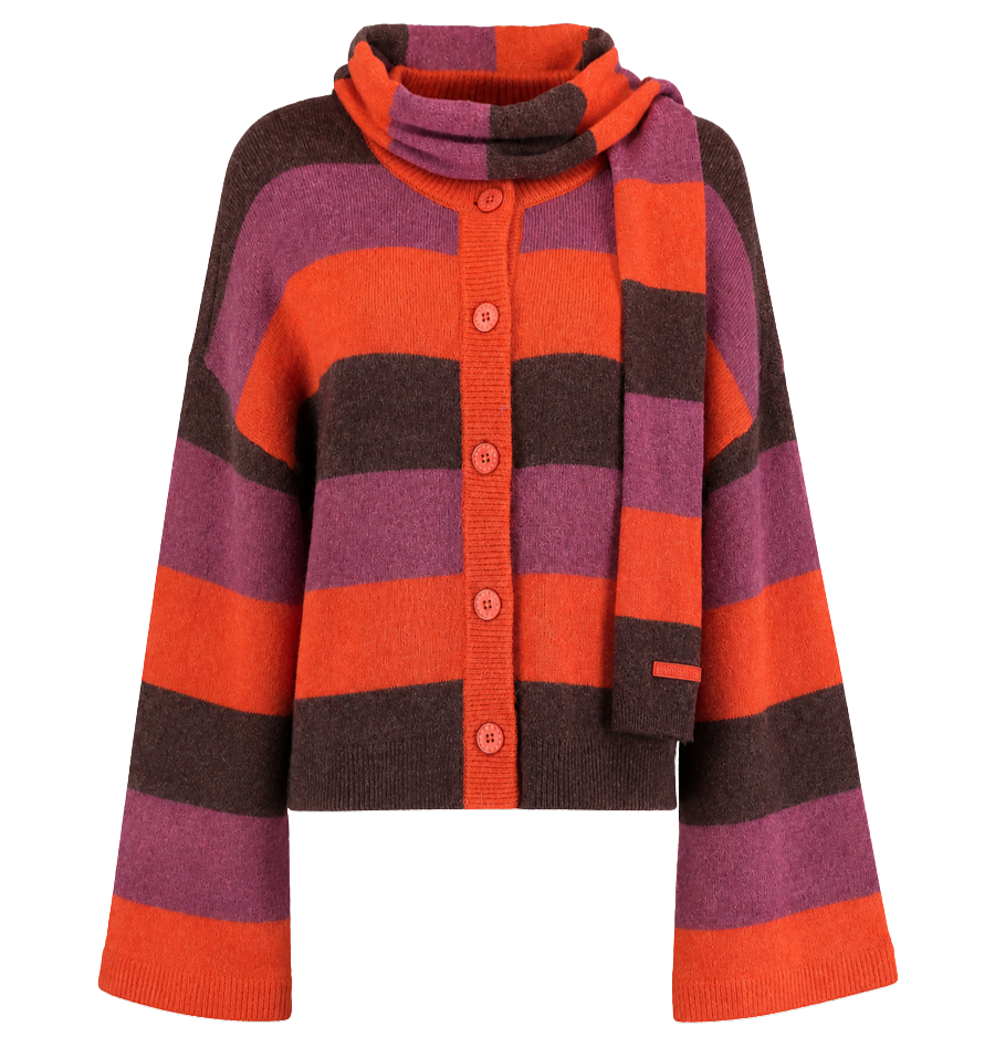 HARPER AND YVE - CARDIGAN "INDY" BORDEAUX ET ORANGE
