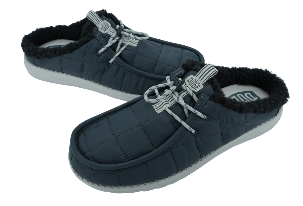 HEY DUDE - PANTOUFLES FOURRÉES "WALLY" BLEUES MARINES