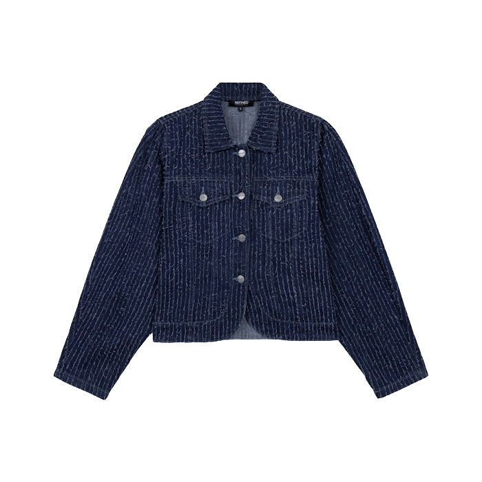 REFINED DEPARTMENT - VESTE EN JEANS "AYLA" BLEUE MARINE