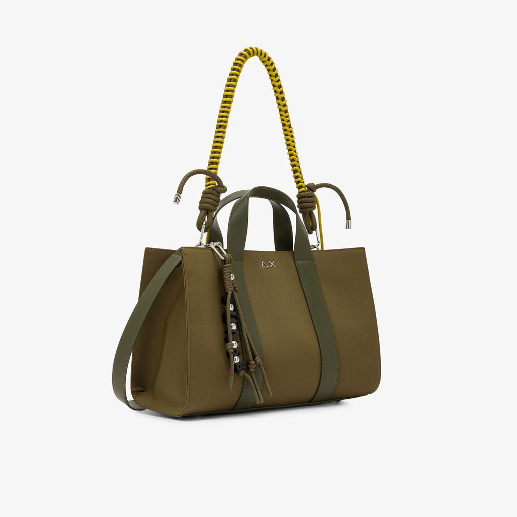 SUN68 - SAC CABAS EN TOILE DE COTON KAKI