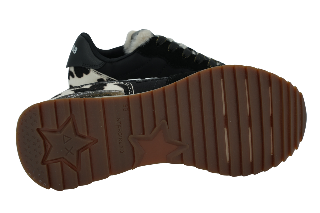 SUN68 - BASKETS "STARGIRL ANIMALIER" NOIRES ET BEIGES