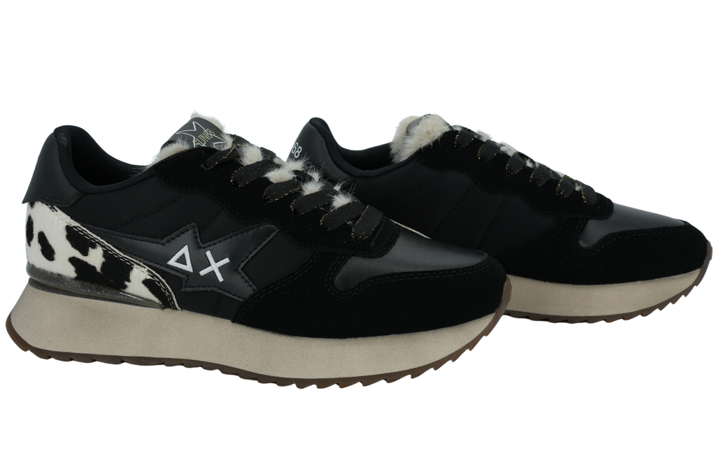 SUN68 - BASKETS "STARGIRL ANIMALIER" NOIRES ET BEIGES