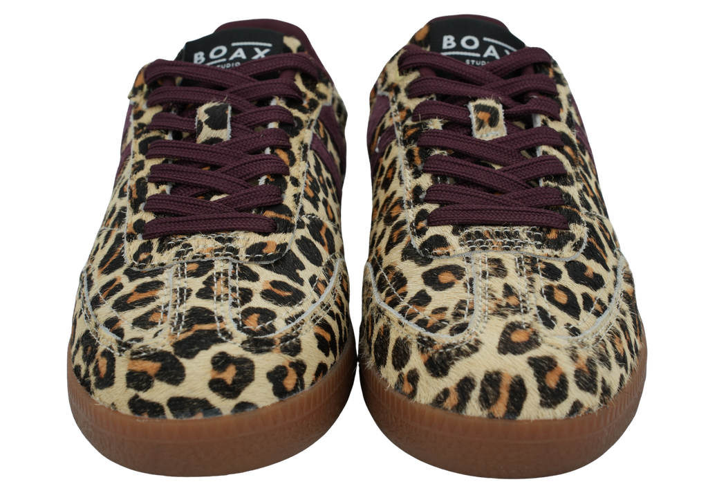 BOAX - BASKETS "TRACE" LÉOPARDS ET BORDEAUX