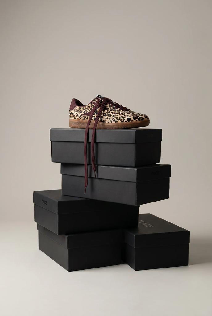 BOAX - BASKETS "TRACE" LÉOPARDS ET BORDEAUX