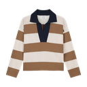 CATWALK JUNKIE - POLO COL V CARAMEL ET BLEU MARINE