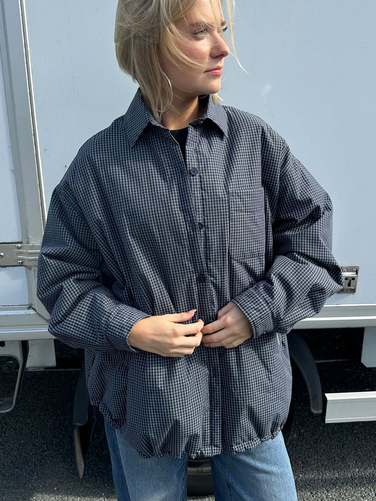 CATWALK JUNKIE - VESTE À CARREAUX MATELASSÉE LÉGÈRE BLEUE MARINE