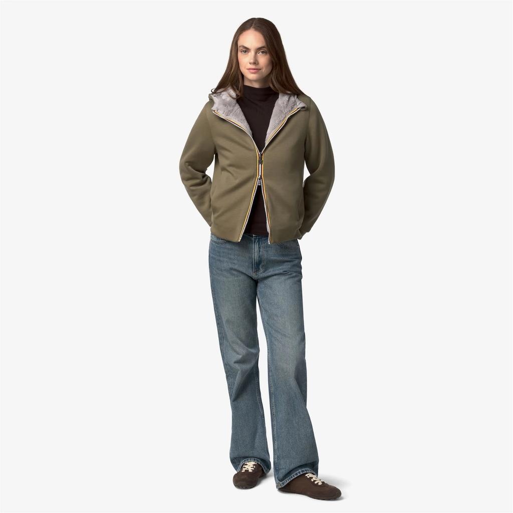 K-WAY - VESTE "DEVA LIGHT SPACER FUR DOUBLE" KAKI