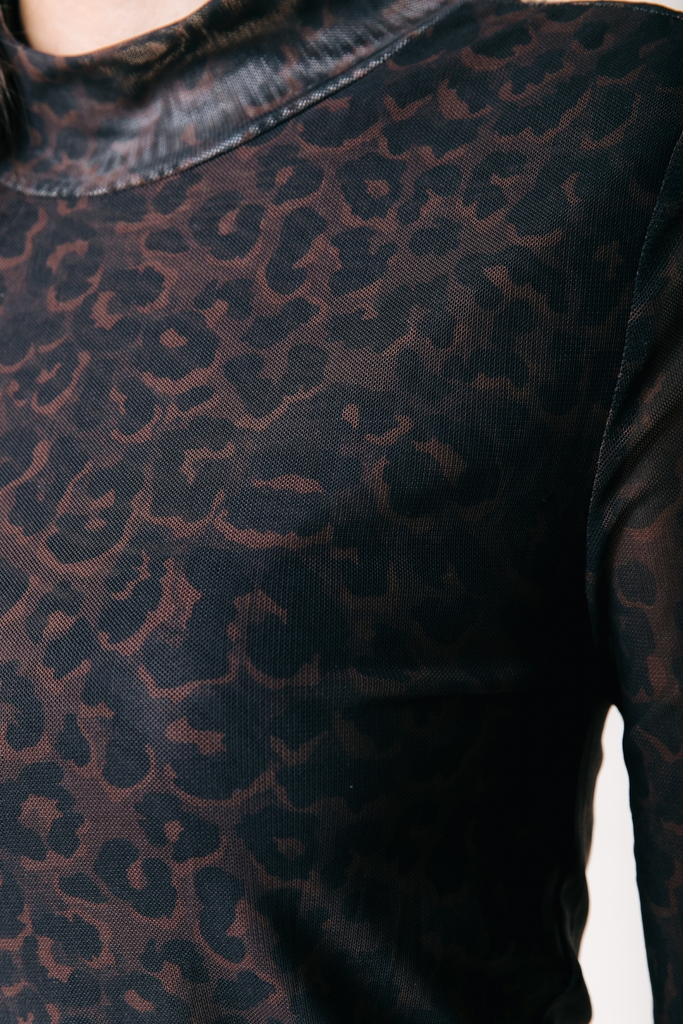 COLOURFUL REBEL - T-SHIRT LONGUES MANCHES "NEYO" LÉOPARD MESH