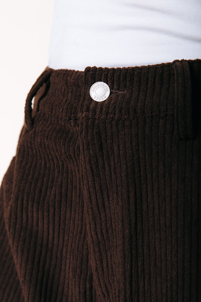 COLOURFUL REBEL - PANTALON "GAIAS" EN VELOUR MARRON