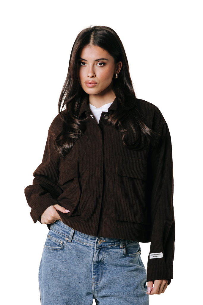 COLOURFUL REBEL - VESTE "JO" EN VELOUR MARRON