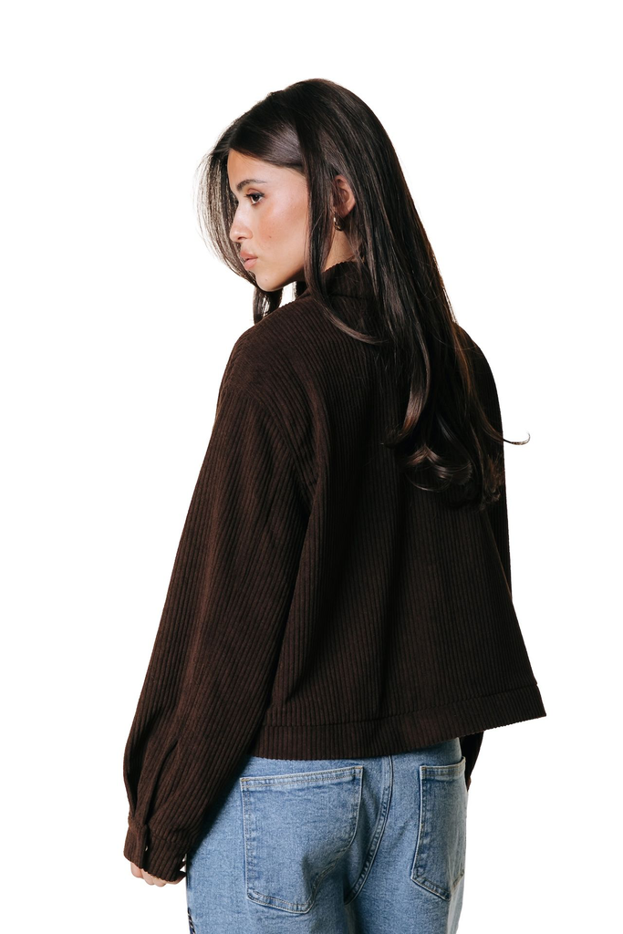 COLOURFUL REBEL - VESTE "JO" EN VELOUR MARRON