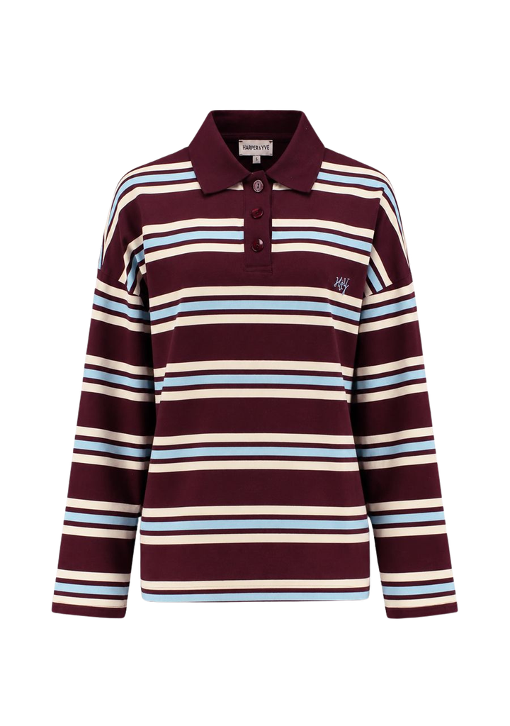 HARPER AND YVE - SWEAT "POLLIE" LIGNÉ BLEU ET BORDEAUX