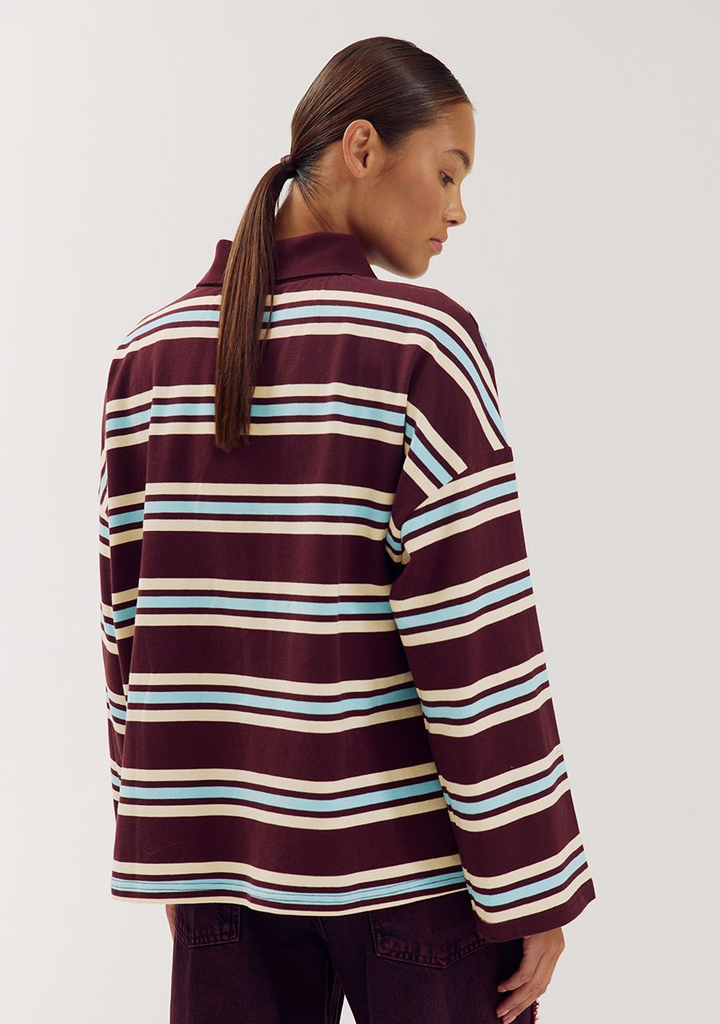 HARPER AND YVE - SWEAT "POLLIE" LIGNÉ BLEU ET BORDEAUX