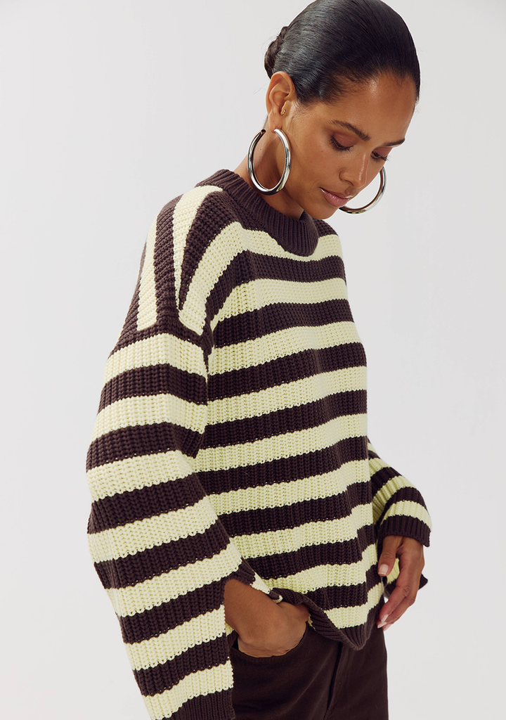 HARPER AND YVE - PULLOVER "ALICE" JAUNE ET BRUN