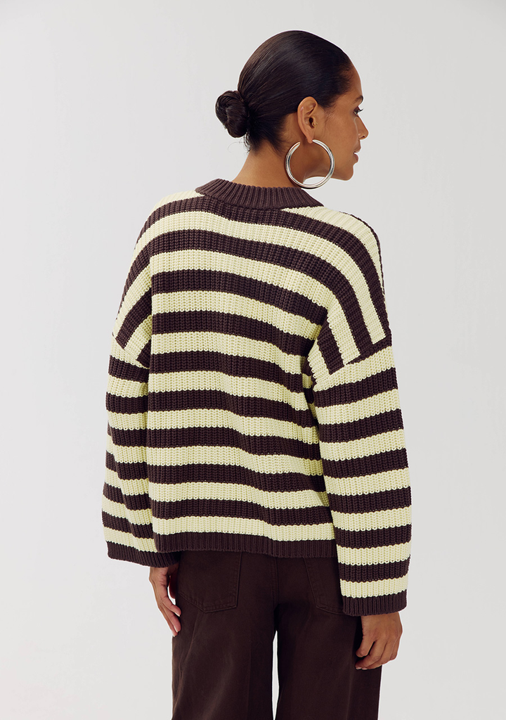 HARPER AND YVE - PULLOVER "ALICE" JAUNE ET BRUN
