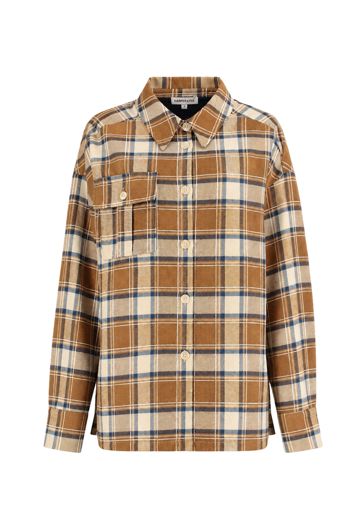 HARPER AND YVE - CHEMISE "SELENA" BEIGE ET BLEUE
