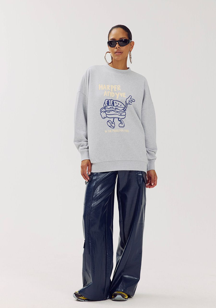 HARPER AND YVE - PULLOVER "MOODFORFOOD" GRIS