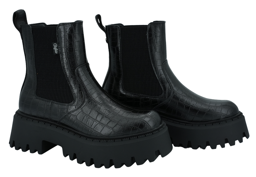 BUFFALO - BOOTS CHELSEA "ASPEN" CROCO NOIRES