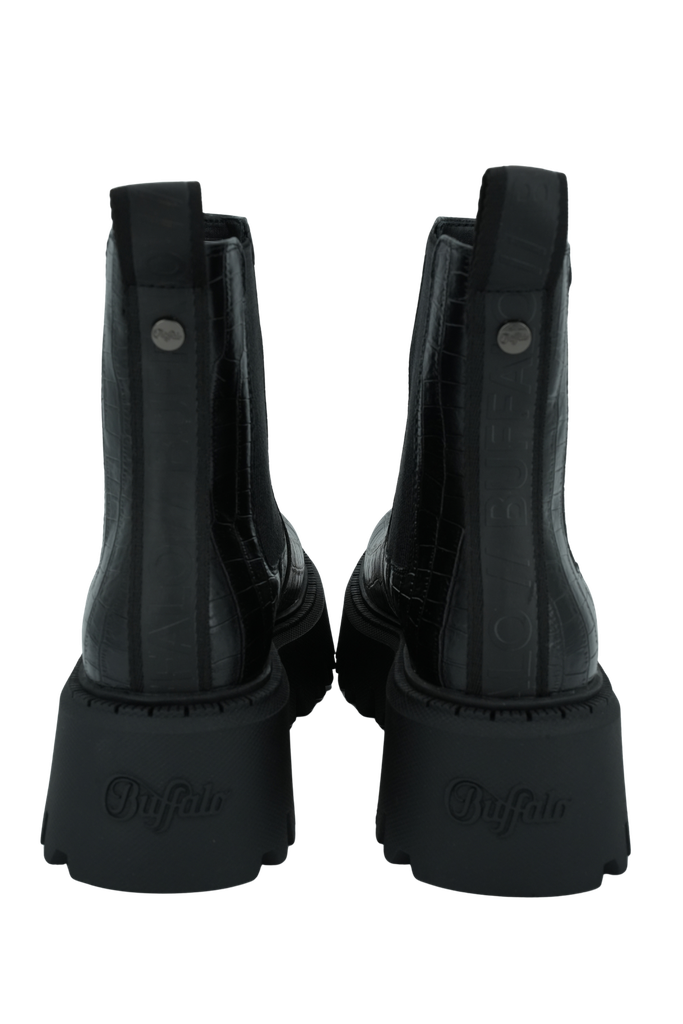 BUFFALO - BOOTS CHELSEA "ASPEN" CROCO NOIRES