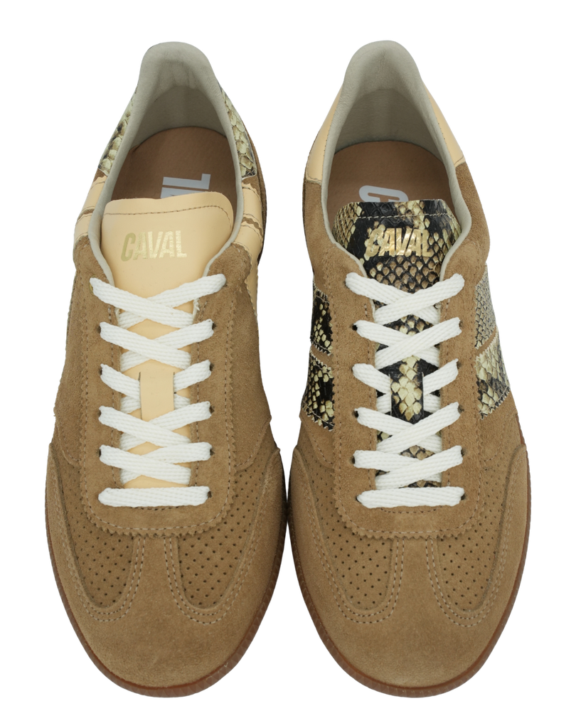 CAVAL - BASKETS "PULSE" BEIGES ET CROCOS
