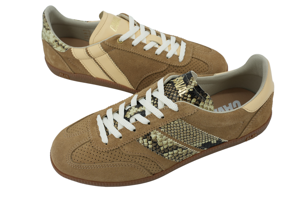 CAVAL - BASKETS "PULSE" BEIGES ET CROCOS
