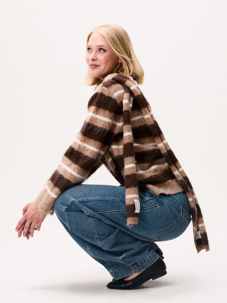 CATWALK JUNKIE - PULLOVER LIGNÉ BEIGE ET BRUN