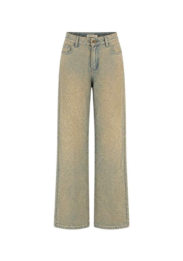 HARPER AND YVE - JEANS "YVE" À PAILLETTES TAUPE