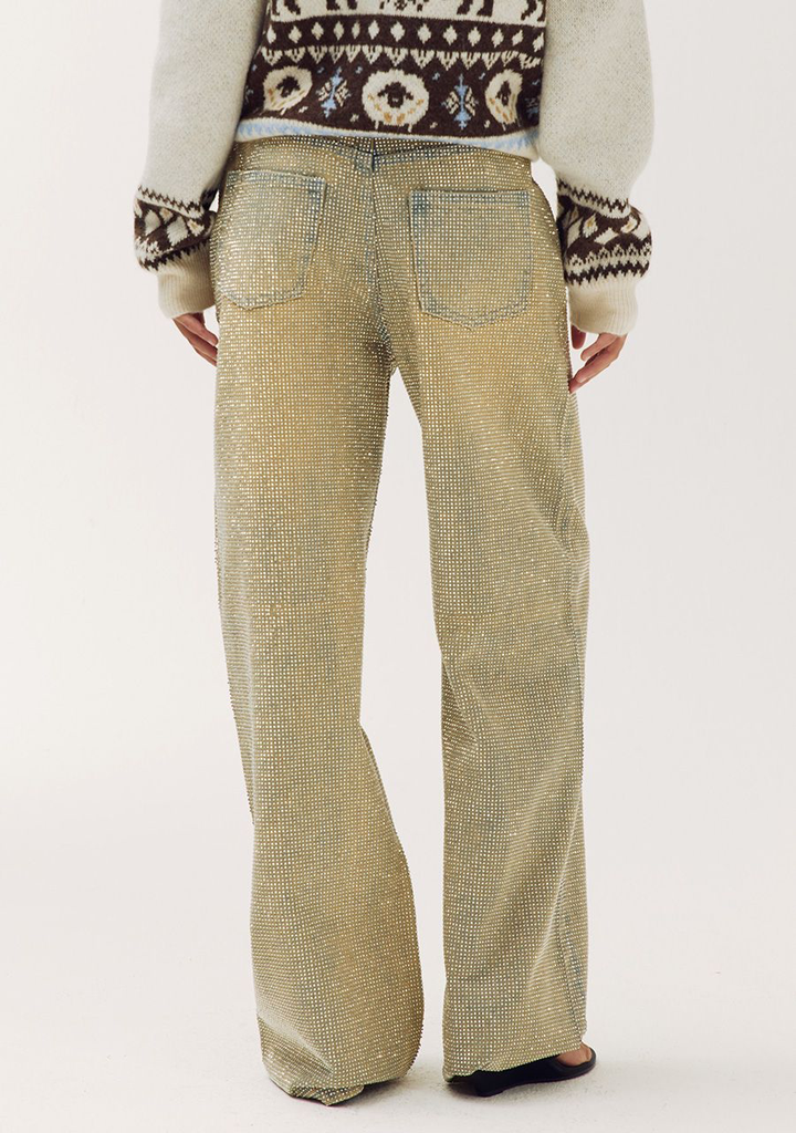 HARPER AND YVE - JEANS "YVE" À PAILLETTES TAUPE
