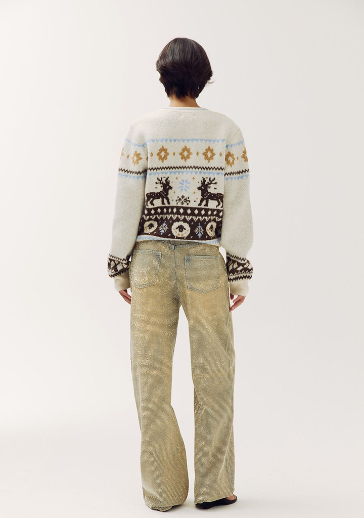 HARPER AND YVE - JEANS "YVE" À PAILLETTES TAUPE
