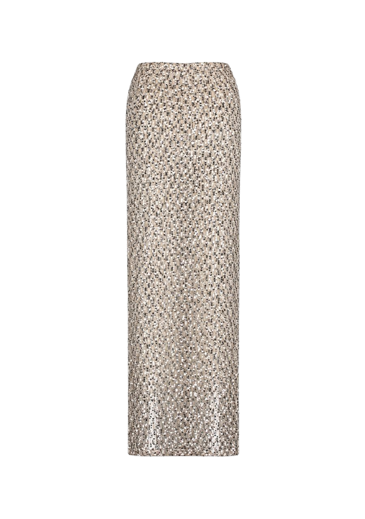 HARPER AND YVE - JUPE LONGUE "LENY" À SEQUINS BEIGE