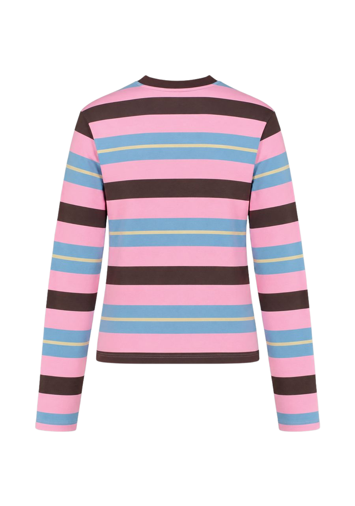 HARPER AND YVE - T-SHIRT LONGUES MANCHES "TAMMY" LIGNÉ ROSE/BLEU/BRUN