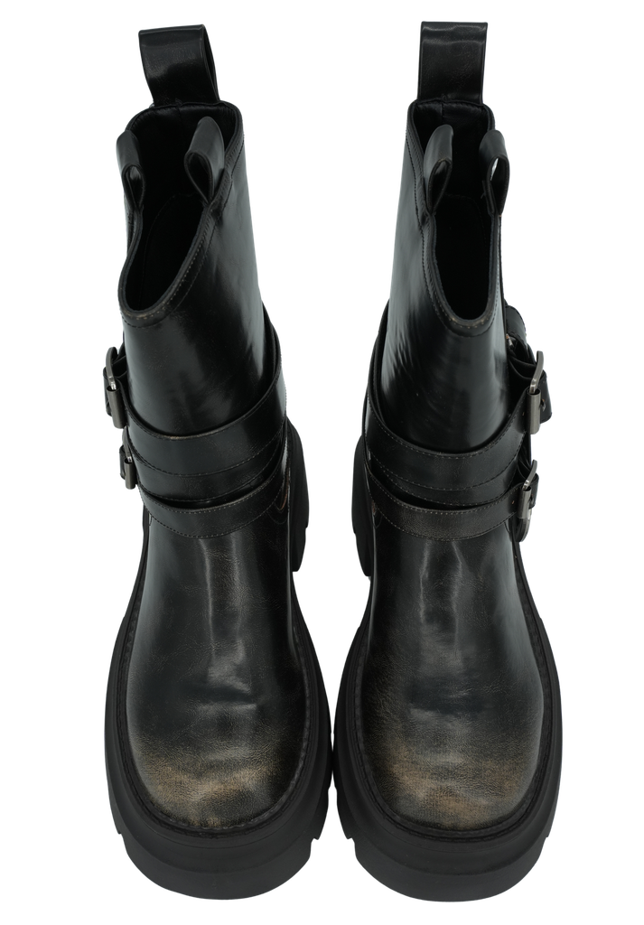 BUFFALO - BOOTS "MAVE BIKER BELT" NOIRES