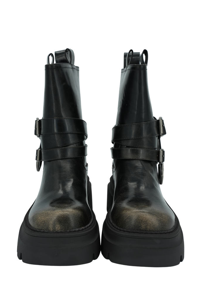 BUFFALO - BOOTS "MAVE BIKER BELT" NOIRES