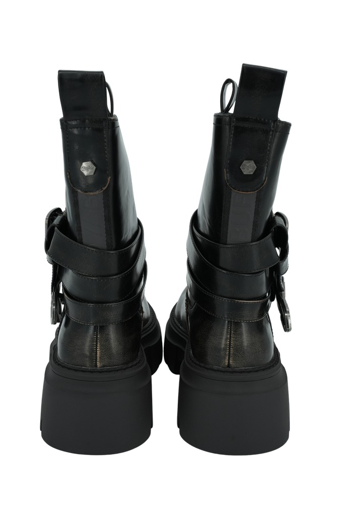 BUFFALO - BOOTS "MAVE BIKER BELT" NOIRES