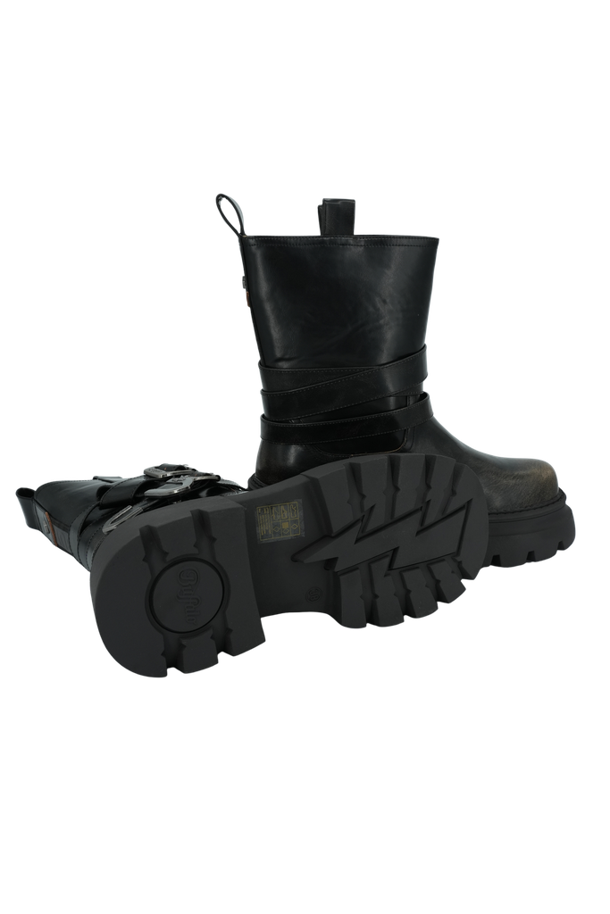 BUFFALO - BOOTS "MAVE BIKER BELT" NOIRES