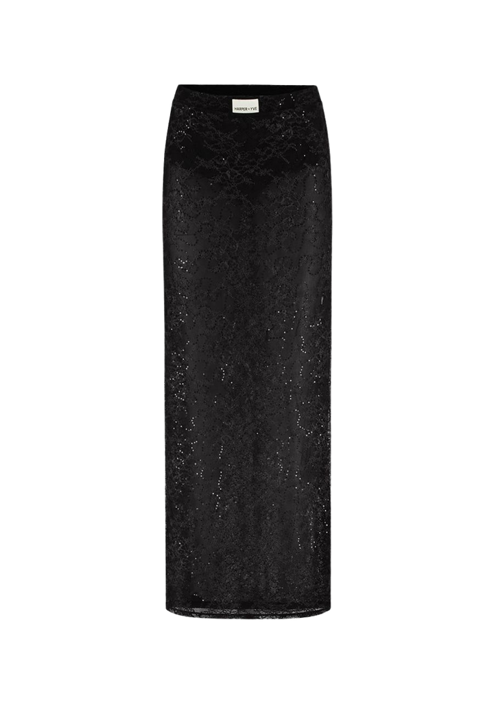 HARPER AND YVE - JUPE LONGUE "LENY" À SEQUINS NOIRE