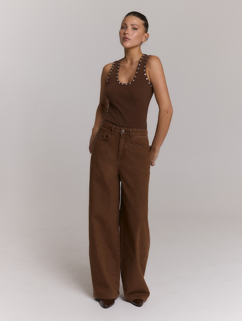 REFINED DEPARTMENT - JEANS "HAILEY" COGNAC