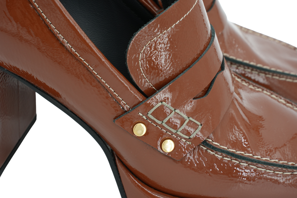 JANET&JANET - MOCASSINS A TALONS COGNAC