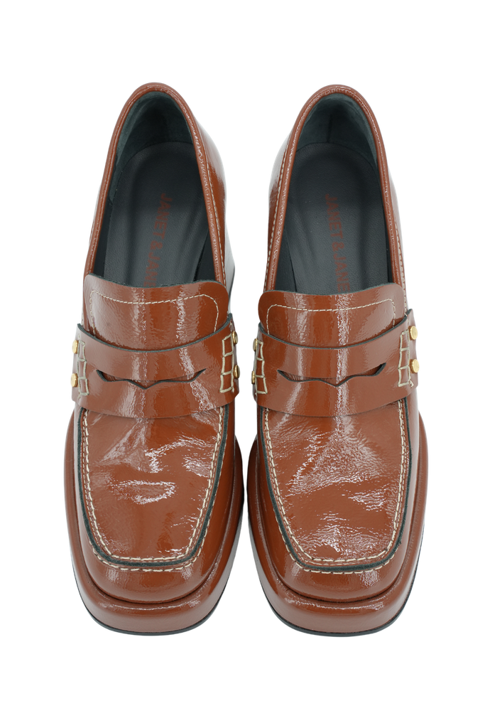 JANET&JANET - MOCASSINS A TALONS COGNAC