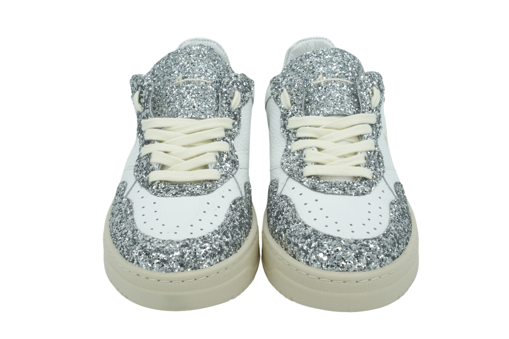 FOURLINE - SNEAKER BASKET BASSA GLITTER SILVER/WHITE