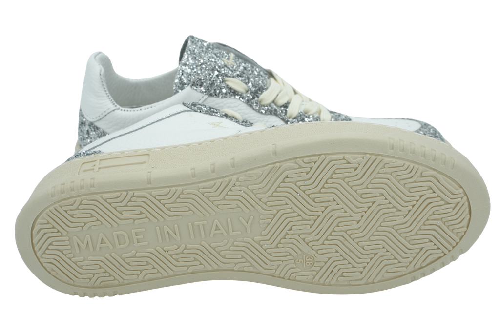 FOURLINE - SNEAKER BASKET BASSA GLITTER SILVER/WHITE