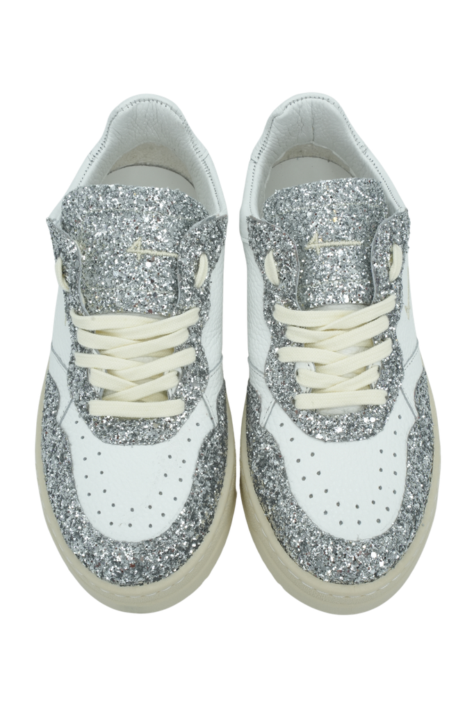 FOURLINE - SNEAKER BASKET BASSA GLITTER SILVER/WHITE