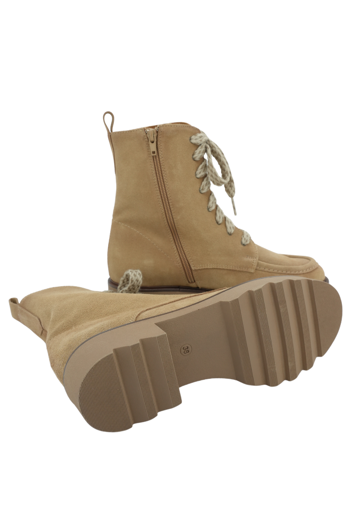 CTWLK - BOTTINES BEIGE À LACETS