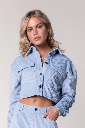 COLOURFULREBEL - BLOUSE COURTE VELOUR CÔTELé BLEU DOUX