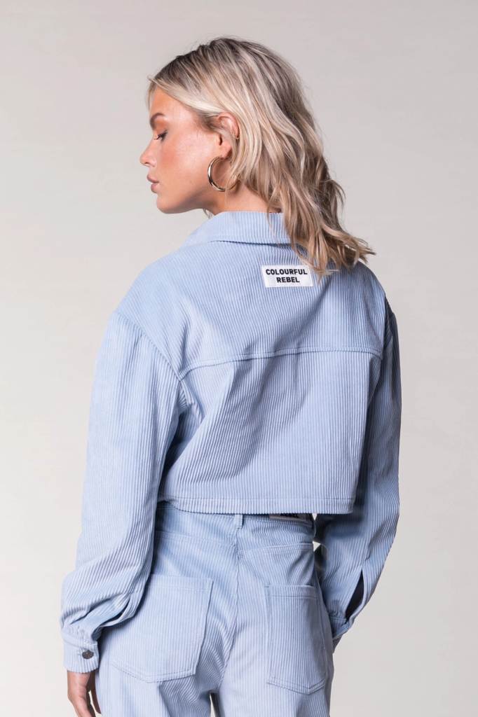 COLOURFULREBEL - BLOUSE COURTE VELOUR CÔTELé BLEU DOUX
