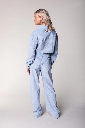 COLOURFULREBEL - BLOUSE COURTE VELOUR CÔTELé BLEU DOUX