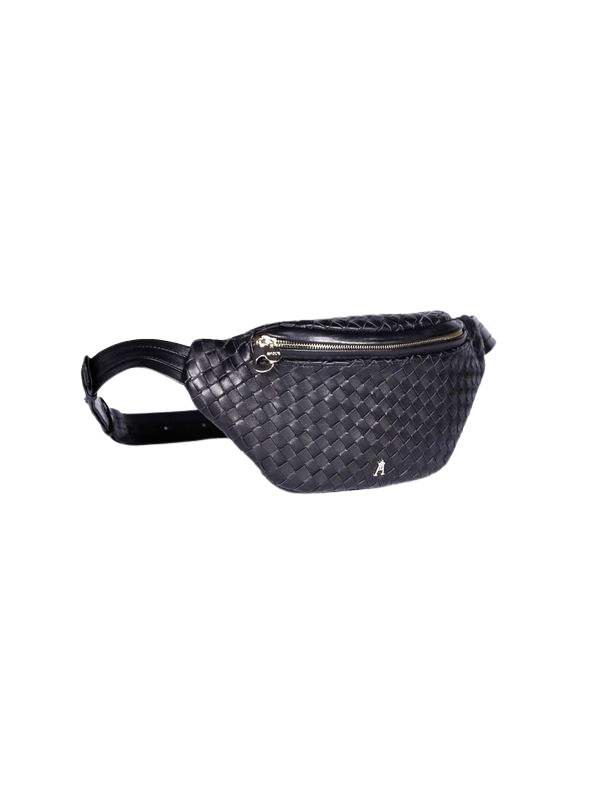 CRAIE STUDIO - SAC CEINTURE EN CUIR TRESSÉ NOIR
