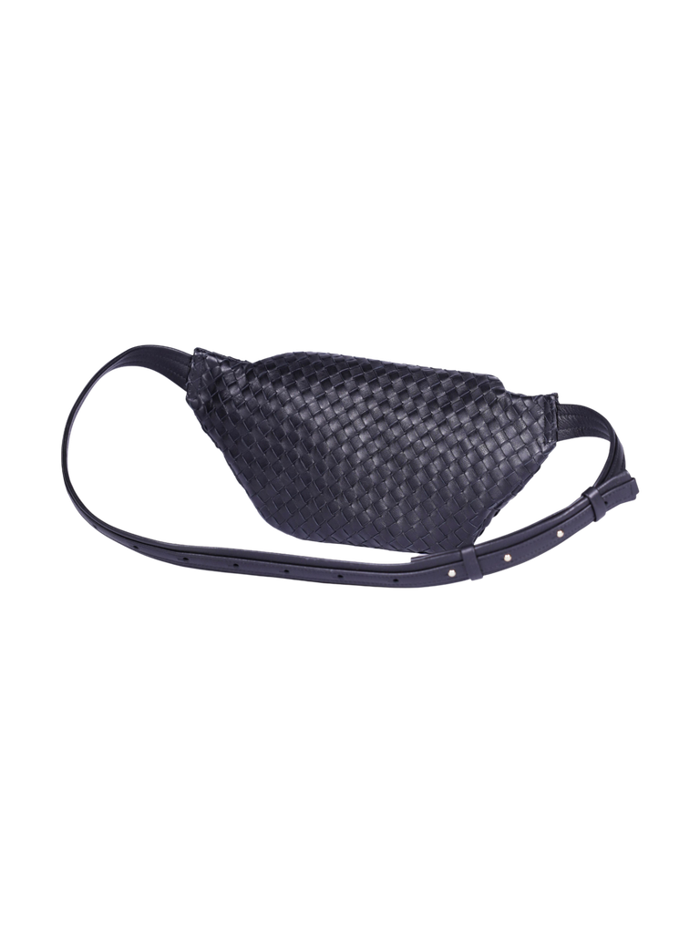 CRAIE STUDIO - SAC CEINTURE EN CUIR TRESSÉ NOIR